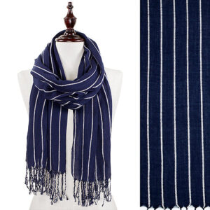 Navy Pinstripe Oblong Scarf